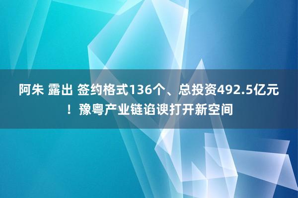 阿朱 露出 签约格式136个、总投资492.5亿元！豫粤产业链谄谀打开新空间